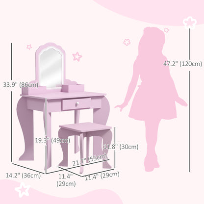 Coiffeuse enfant avec miroir et tabouret design nuage