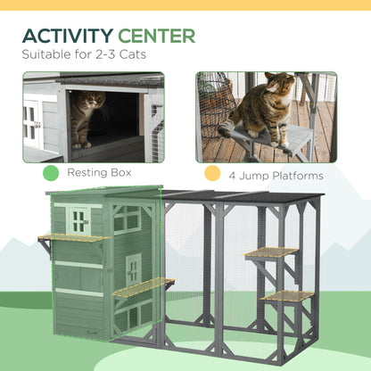 Enclos extérieur pour chat en bois avec toit asphalte