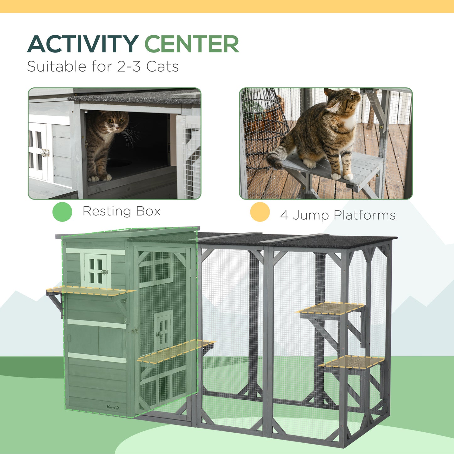 Enclos extérieur pour chat en bois avec toit asphalte