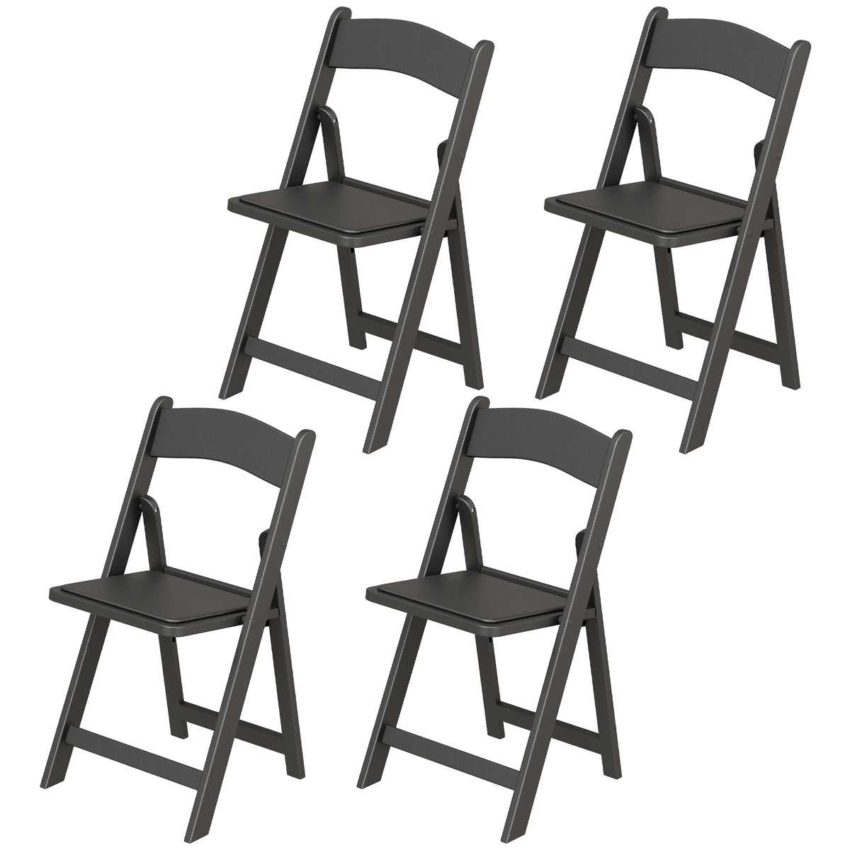 Chaises pliantes rembourrées en résine, lot de 4