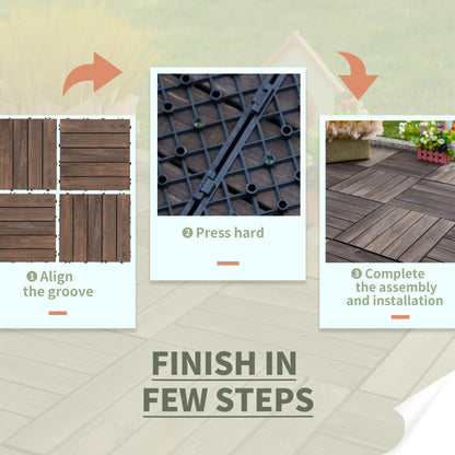 Dalles de terrasse en bois emboîtables — ensemble de 27