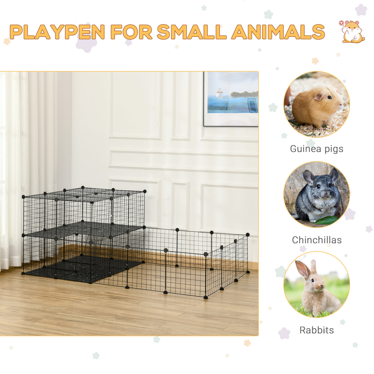 Parc pour petits animaux modulable 46 panneaux