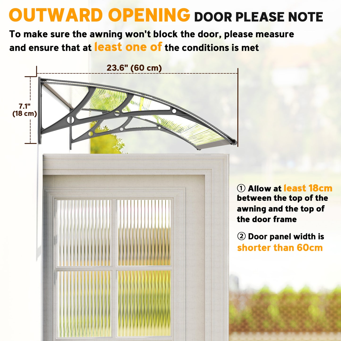 Auvent de porte en polycarbonate creux — Transparent