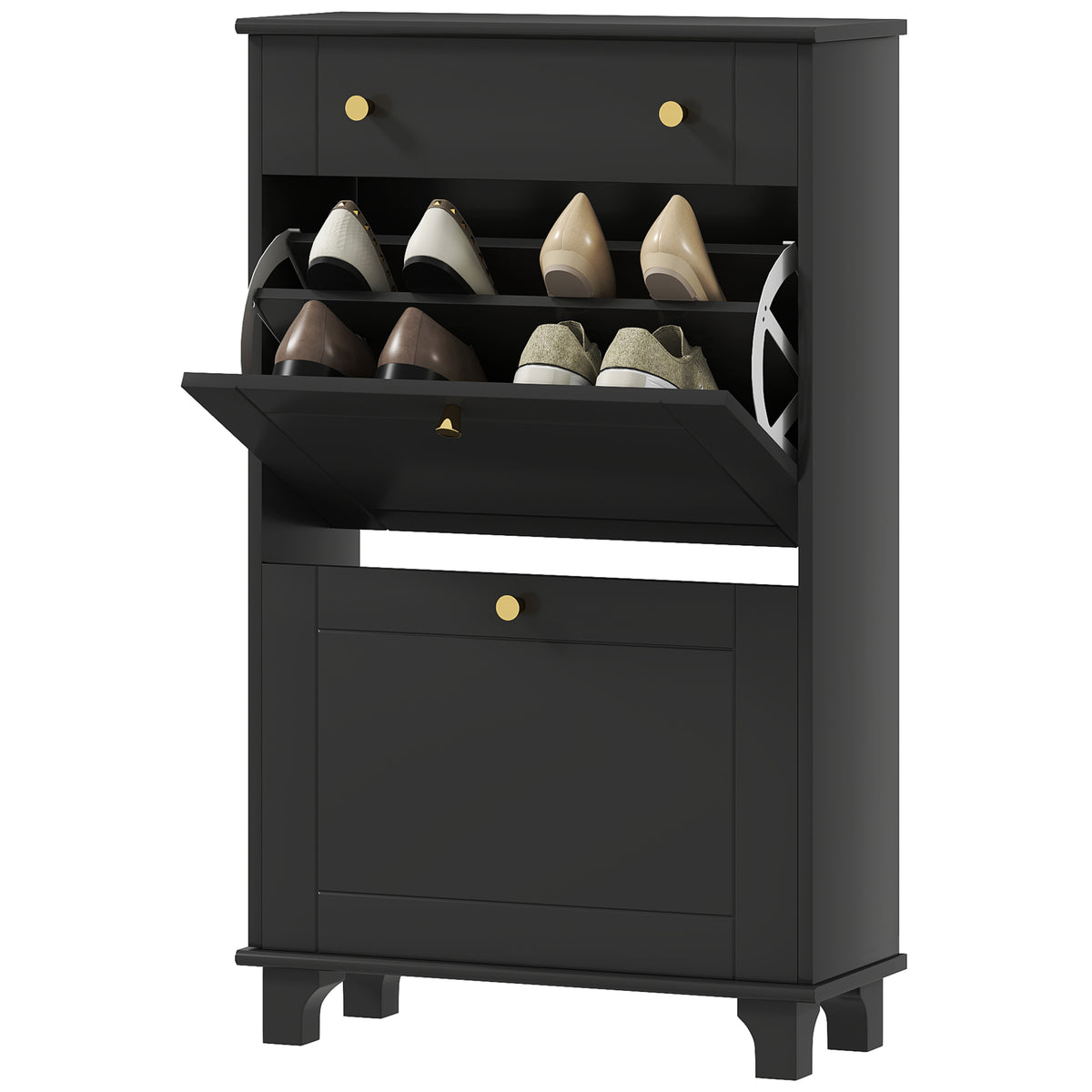 Armoire à chaussures slim 2 tiroirs rabattables 8 paires