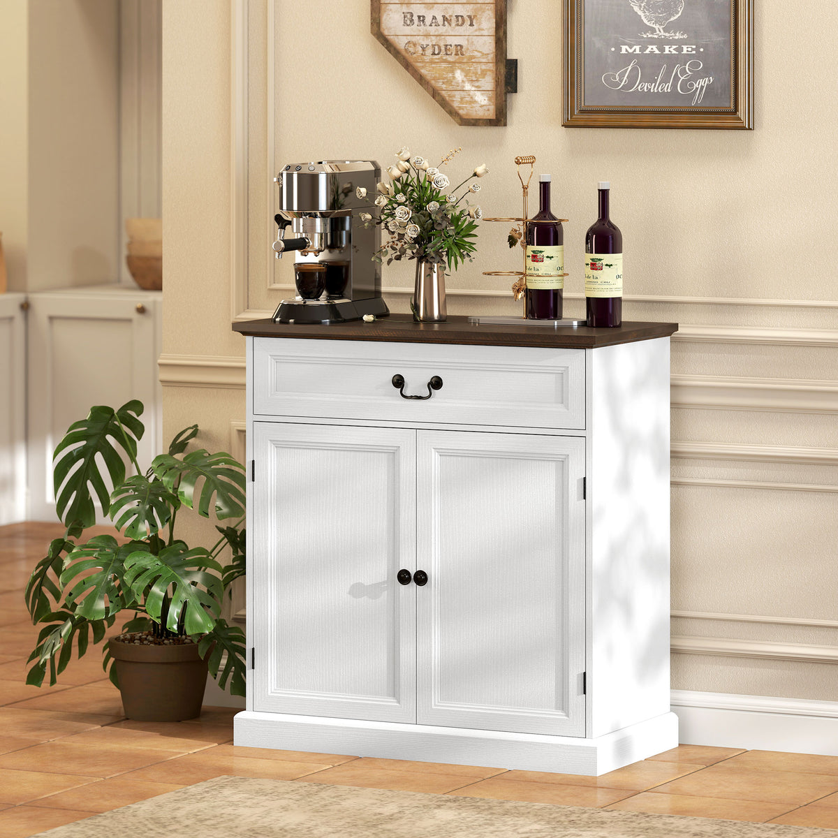 Buffet de cuisine style champêtre en bois d'ingénierie