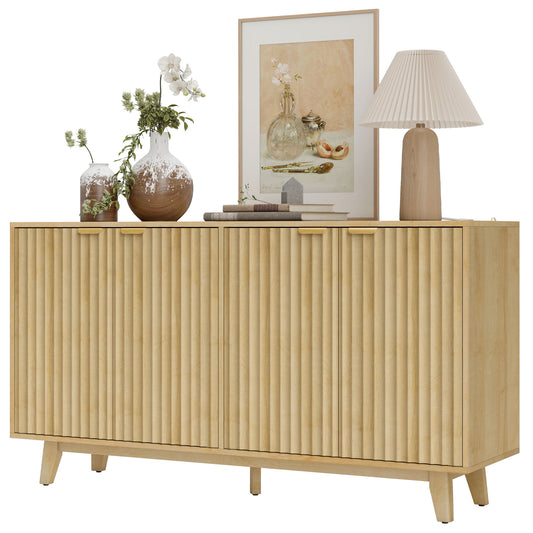 Buffet bas cannelé de salon 140 x 40 x 76 cm