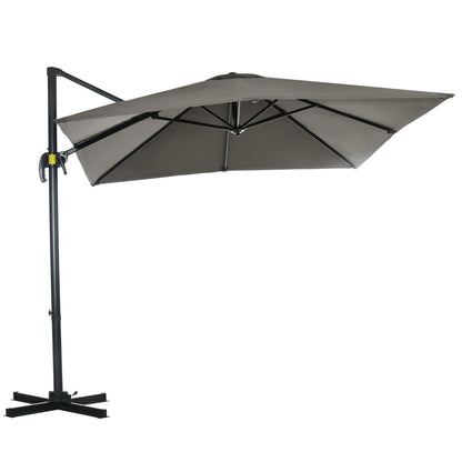 Parasol déporté carré 245 cm rotation 360°