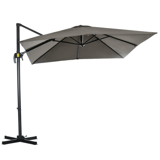 Parasol déporté carré 245 cm rotation 360°