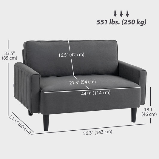 Sofa 2 places en tissu lin rembourré épais