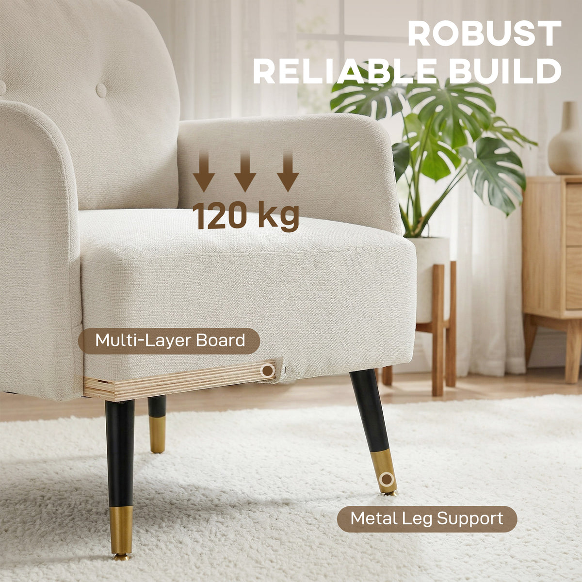 Fauteuil d'appoint capitonné moderne