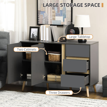 Buffet bahut avec tablettes ajustables — gris foncé