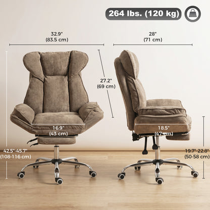 Chaise de bureau inclinable velours avec repose-pieds