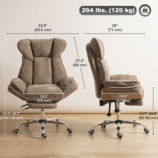 Chaise de bureau inclinable velours avec repose-pieds