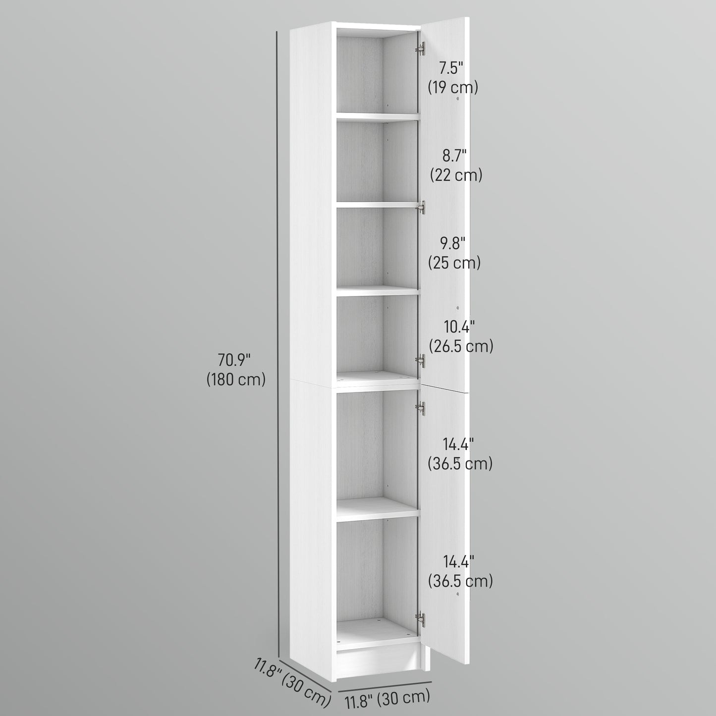 Armoire de salle de bain haute avec tablettes ajustables