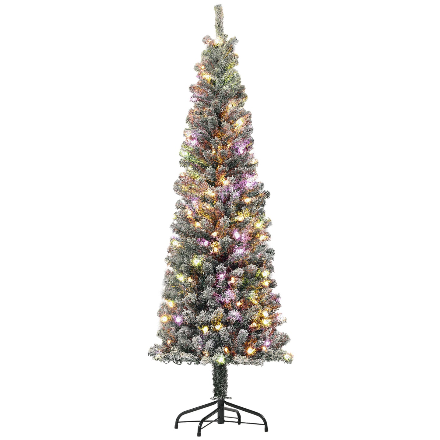 Sapin de Noël crayon enneigé DEL bicolores télécommande