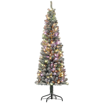 Sapin de Noël crayon enneigé DEL bicolores télécommande
