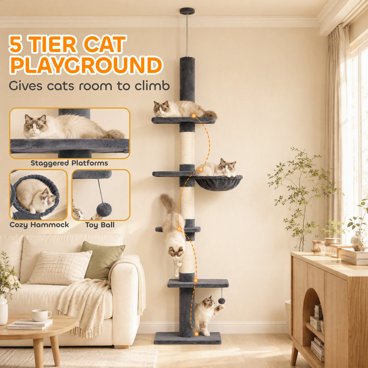 Arbre à chat du sol au plafond