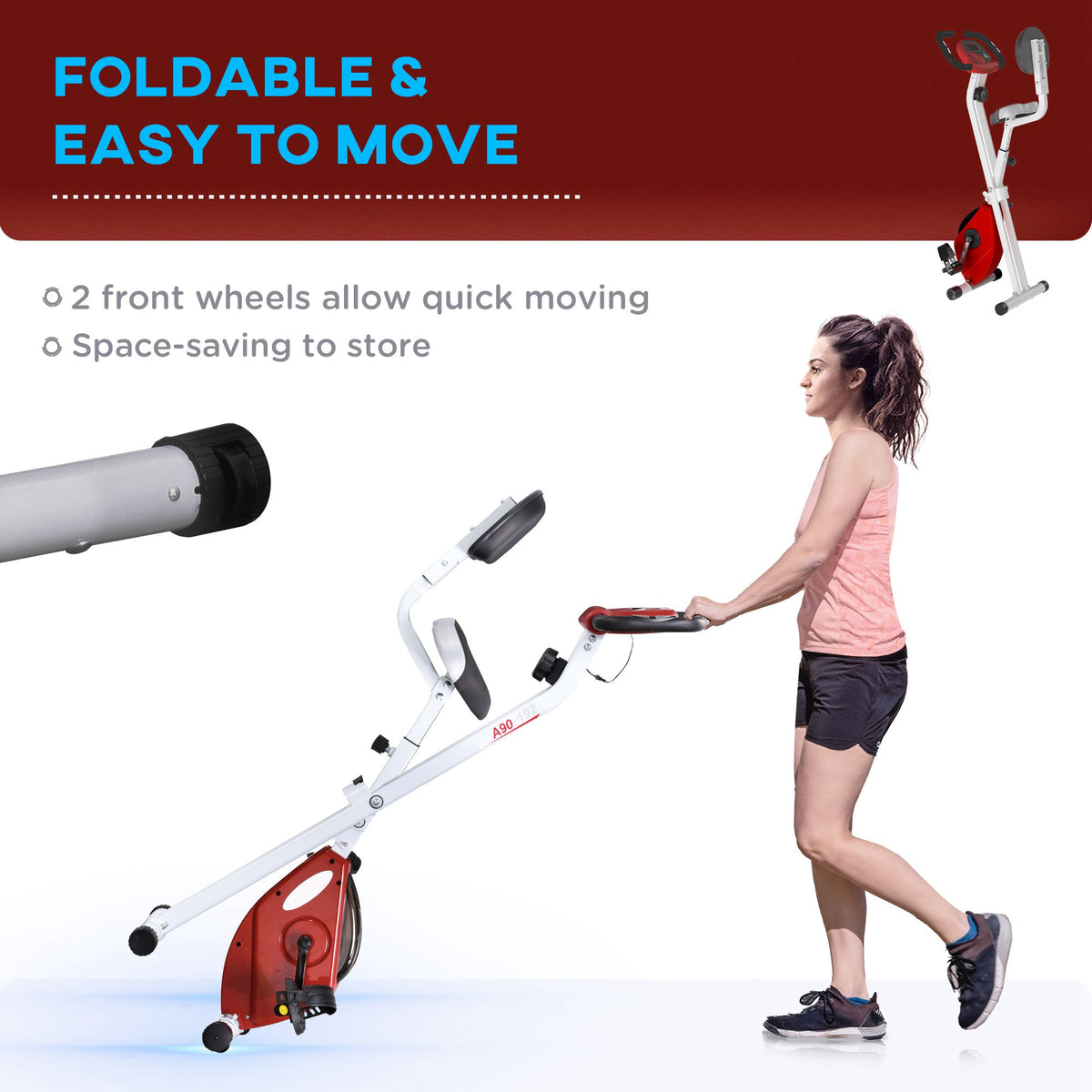 Vélo d'exercice stationnaire pliable à résistance magnétique