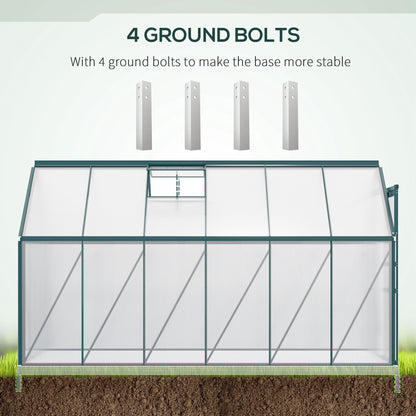  190x375x199cm Charcoal Grey Polycarbonate Greenhouse with Ventilation
