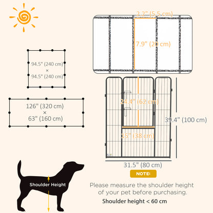Enclos pour chien 12 panneaux avec portillon 99 cm