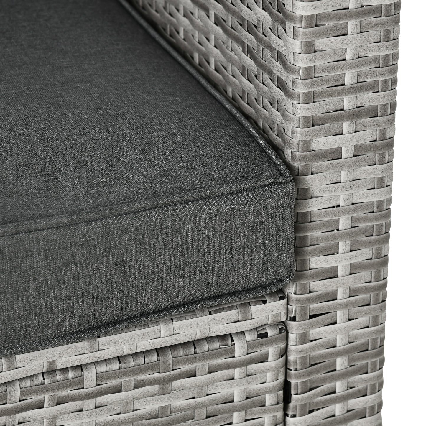 Outsunny 4 Pcs Rattan Patio Set - Thick Cushions, Mixed Grey