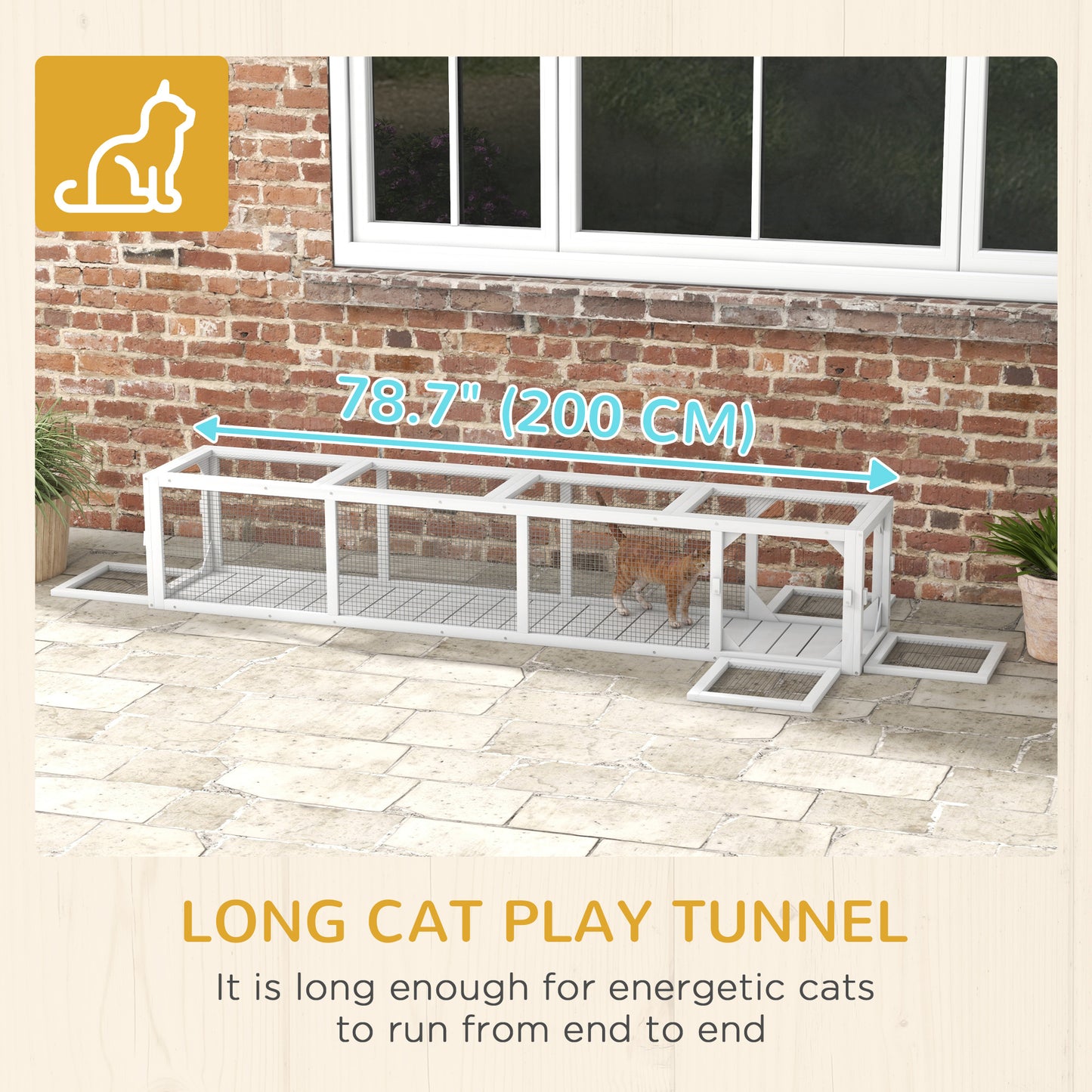 Tunnel pour chat extensible 200cm forme L extérieur