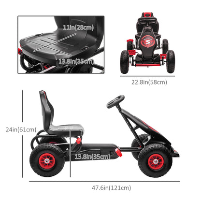 Kart à Pédales Aosom pour Enfants - Cadre Acier avec Freins