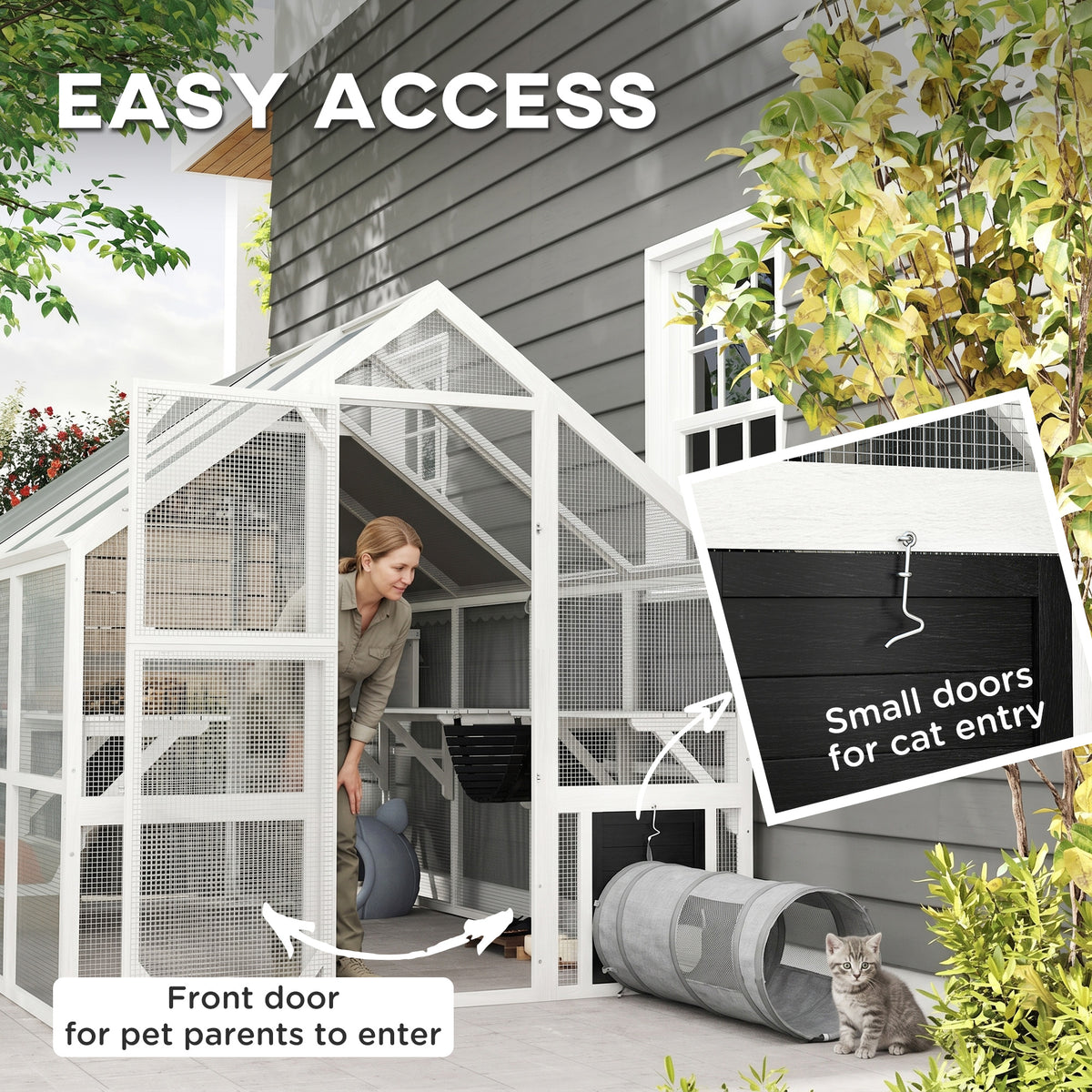 Enclos pour chat extérieur bois avec auvent 56 pi²