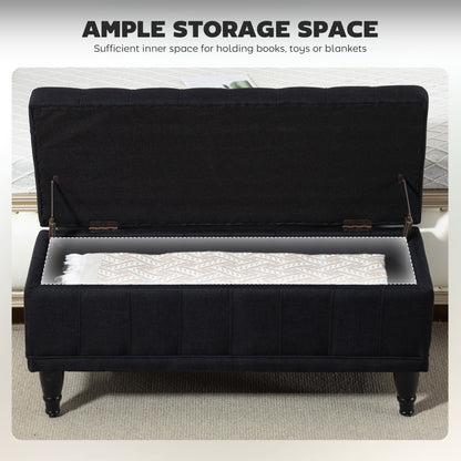 Banc de rangement capitonné en tissu