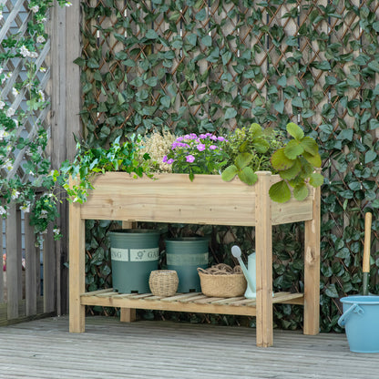 Jardinière surélevée avec tablette 114 x 56 cm