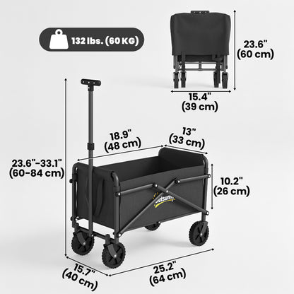 Chariot de jardin pliable 62 L — noir
