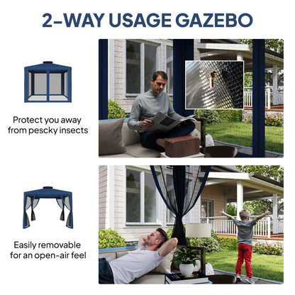 Gazebo patio toit double moustiquaire 2,9m x 2,9m