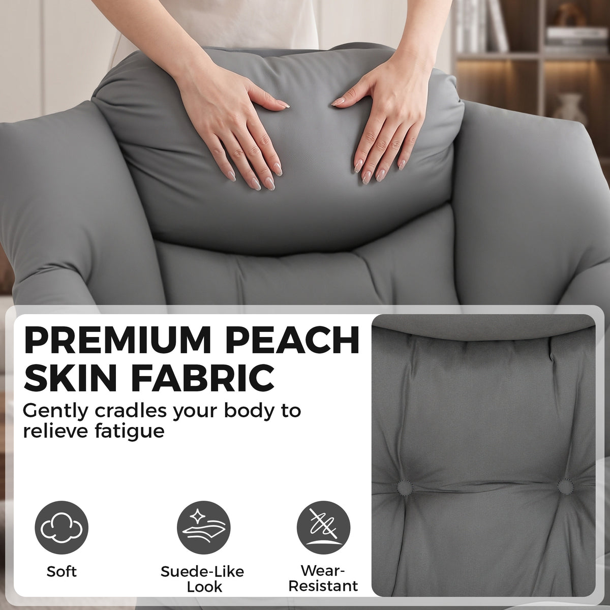 Chaise d'appoint capitonnée avec repose-pieds