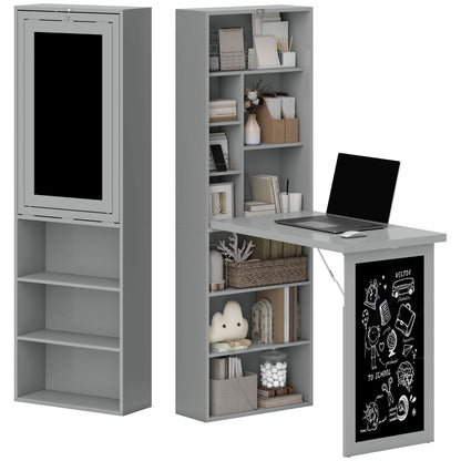 Bureau mural rabattable avec tableau noir et étagère