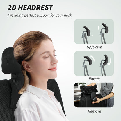 Chaise de bureau ergonomique dossier haut avec repose-pieds
