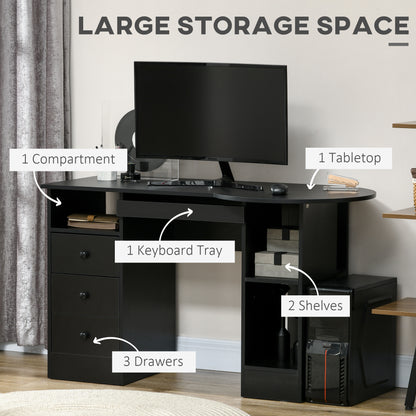 Bureau d'ordinateur moderne avec rangement et tiroirs