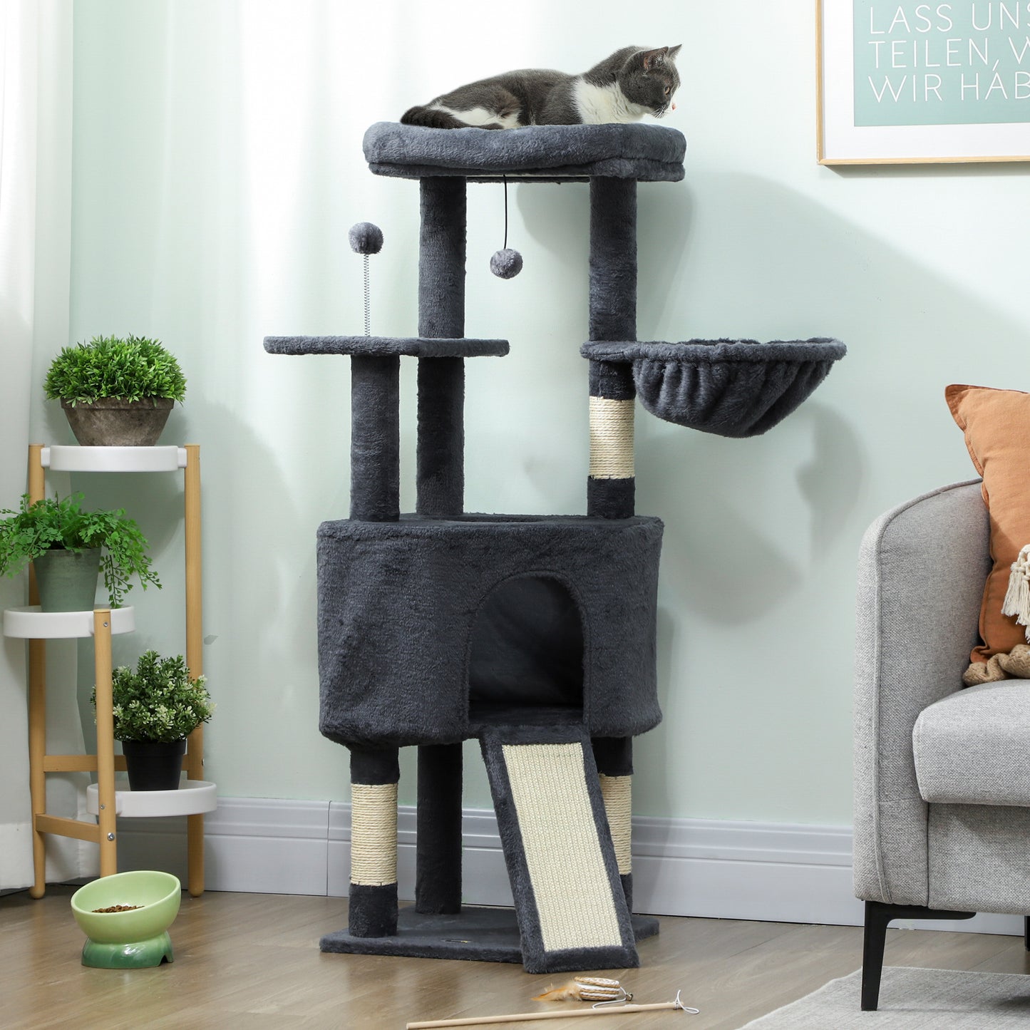 Arbre à chat multi-niveaux avec condo et hamac 119 cm