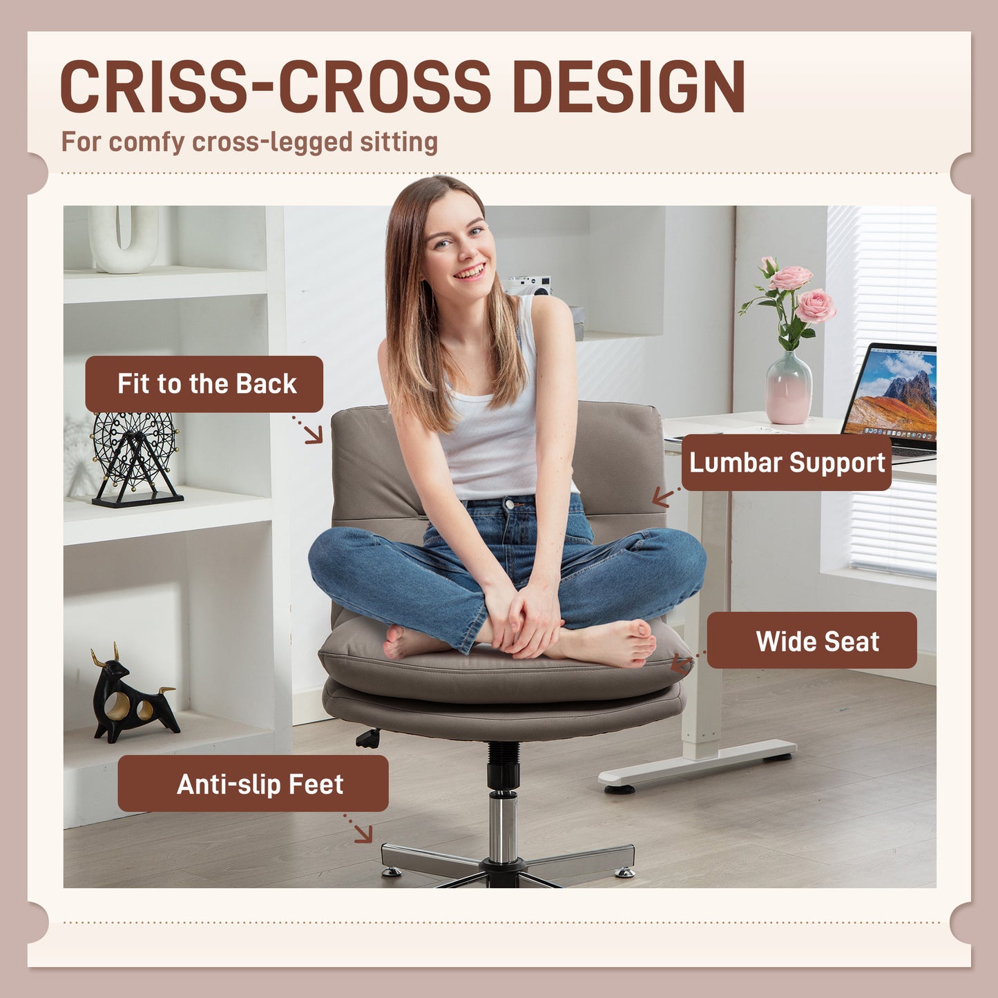 Chaise de bureau sans accoudoirs croisillons réglable pivotante