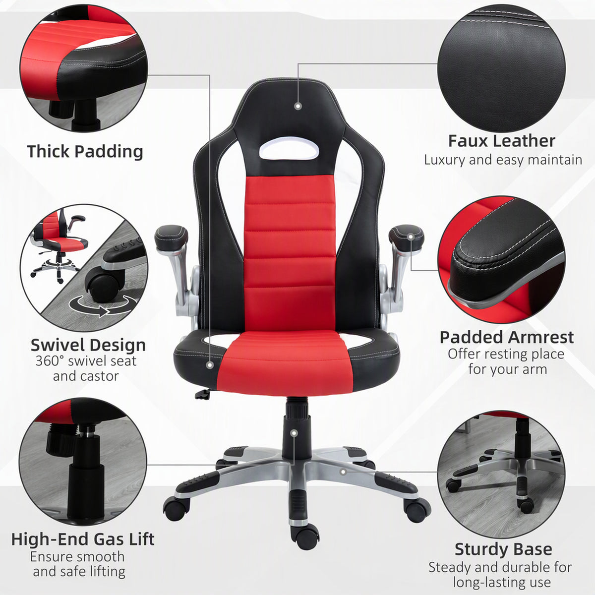 Chaise de bureau ergonomique de style course
