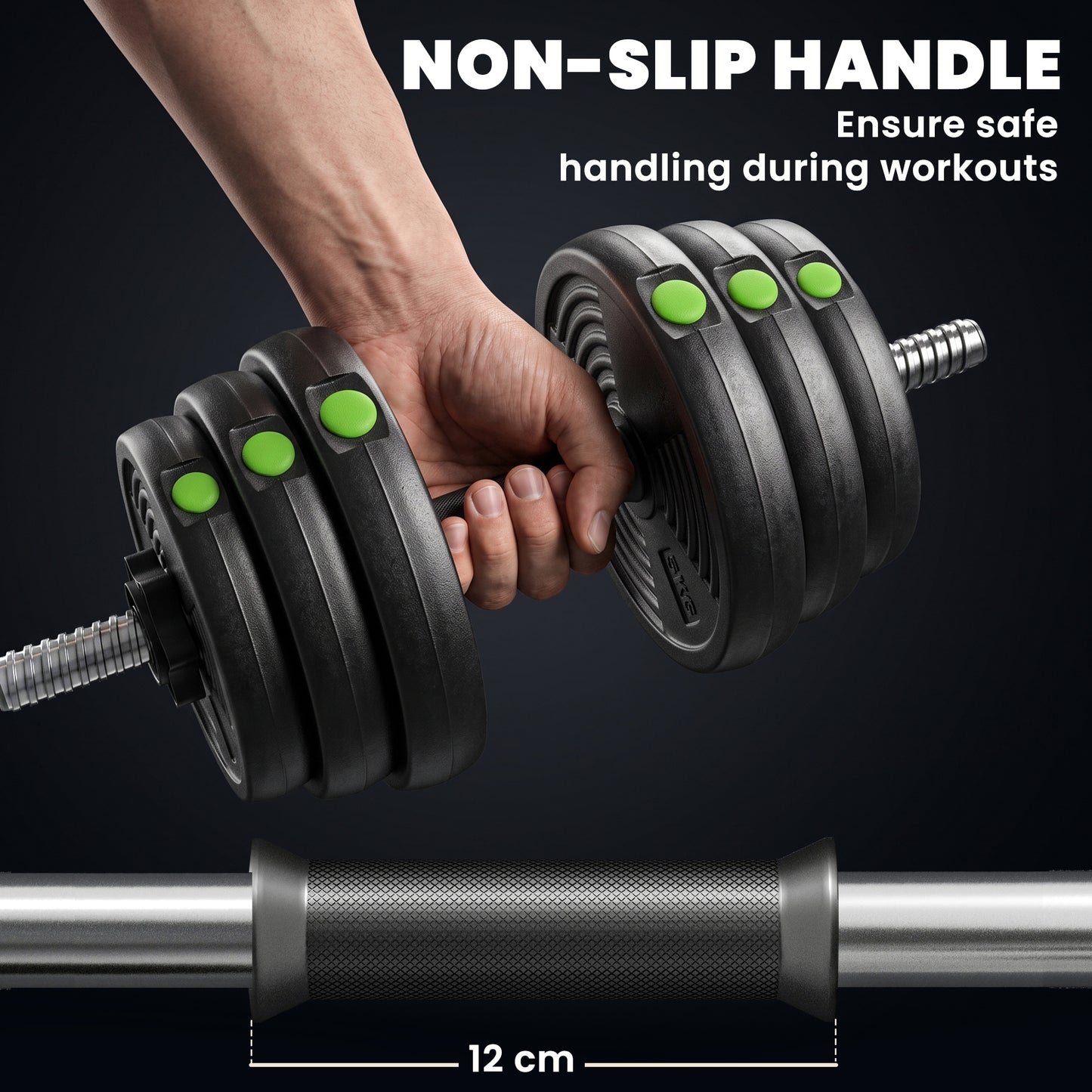 Ensemble haltères et barre 2-en-1 ajustable 30 kg