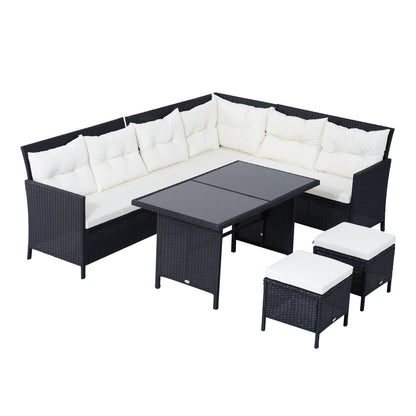 Ensemble de patio sectionnel rotin 6 pièces avec table