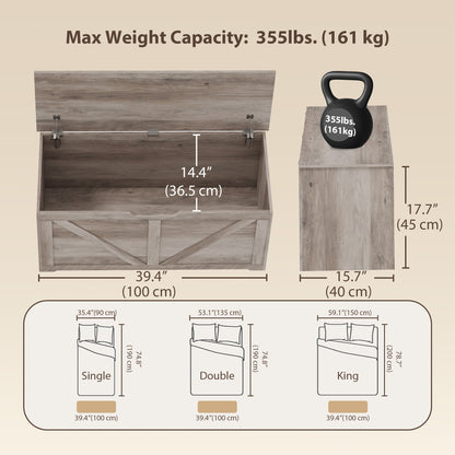 Coffre de rangement rustique avec charnières de sécurité