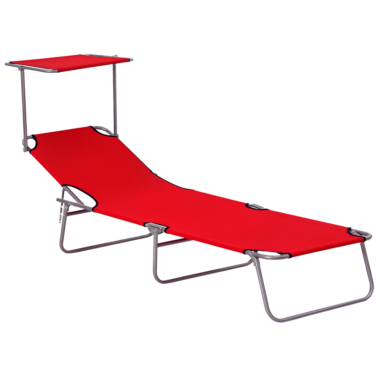 Chaise longue pliante avec auvent réglable