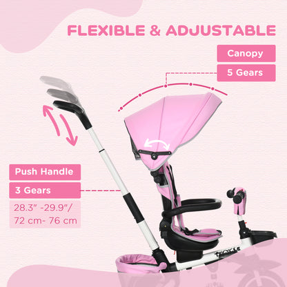 Tricycle évolutif 6-en-1 convertible poussette vélo enfant
