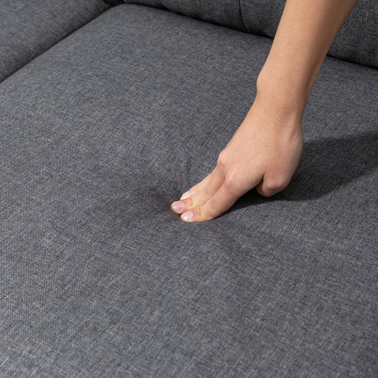 Divan en L 3 places avec pouf — Foncé