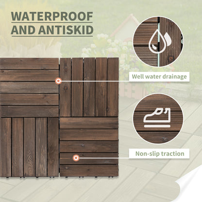 Dalles de terrasse en bois emboîtables — ensemble de 27