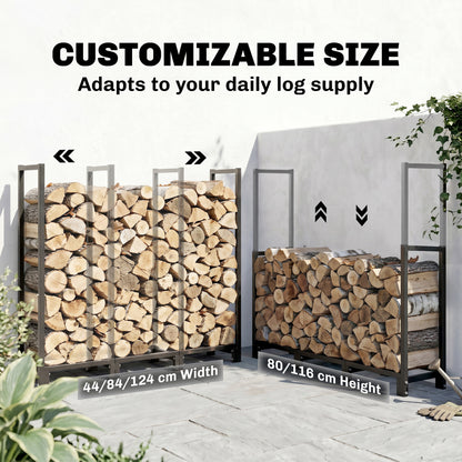 Support à bois de chauffage réglable en acier