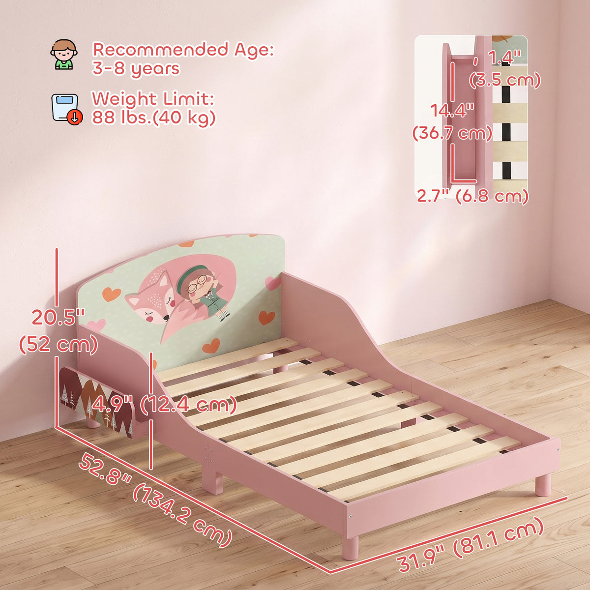 Toddler Bed with Bedside Storage