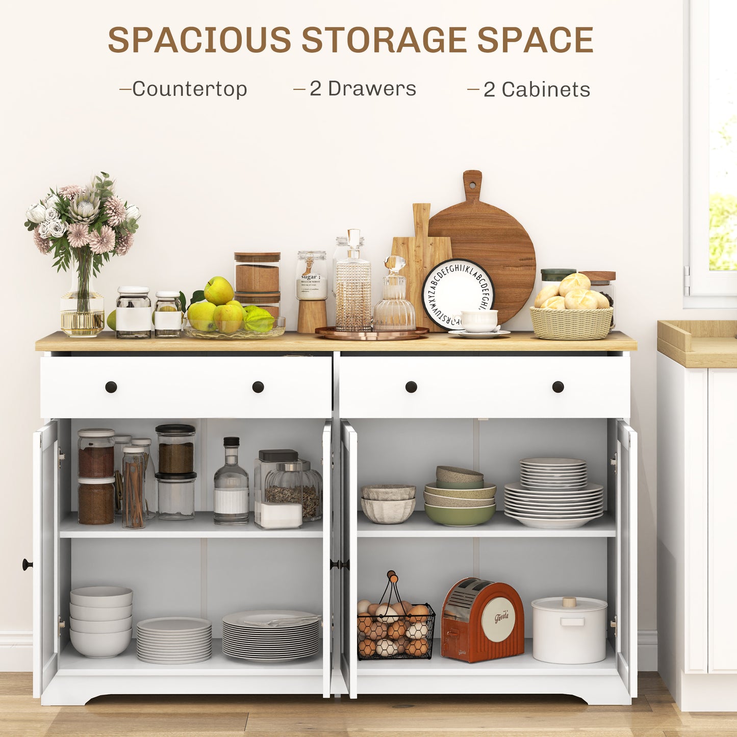 Buffet bahut moderne avec tiroirs et étagères ajustables