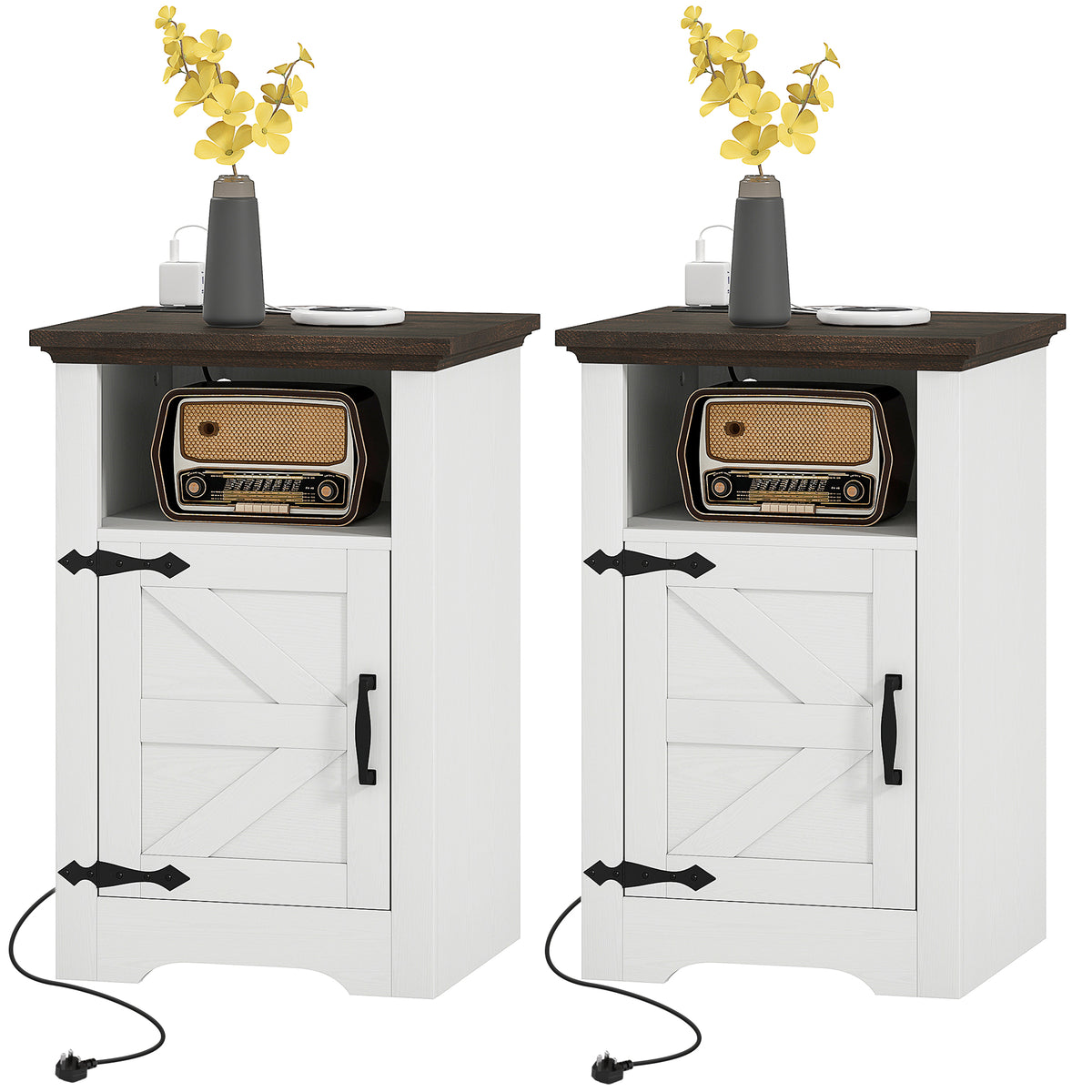 Tables de chevet style rustique — Lot de 2